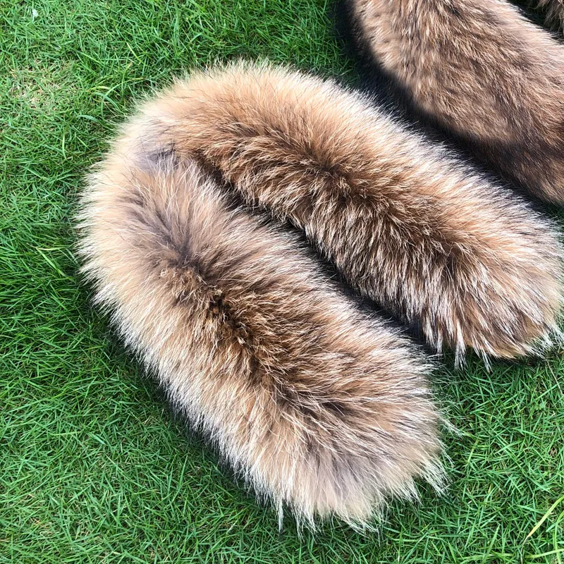 100% Natural Jacket Fur Collar Real Raccoon Fur Women Scarves Winter Coat Female Neck Cap Long Warm Genuine Fur Scarf