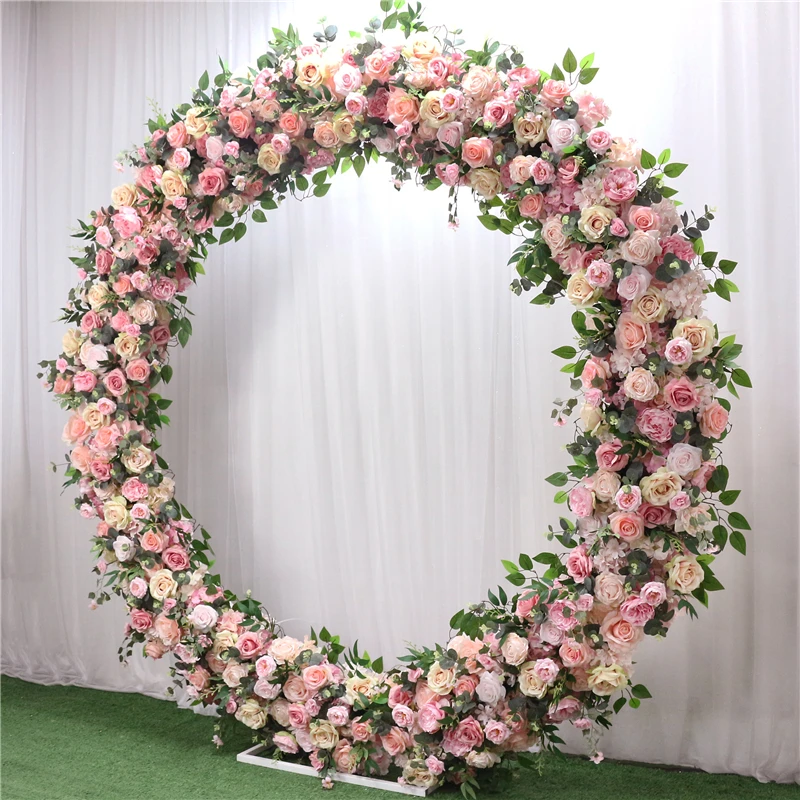 JAROWN Ring Arch Flower Stand Set Wedding Background Decor Rose Flower Arrangement Party Home Outdoor Wedding Artificial Flower