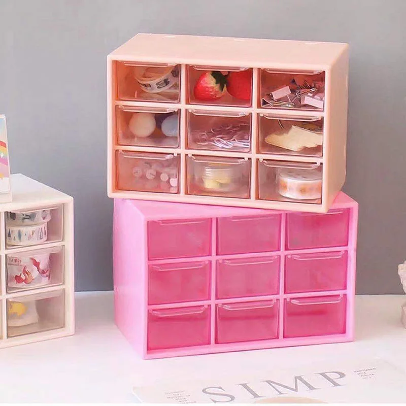 коробка для хранения INS nine-grid dust-drawer box Stationery Jewelry Handbook Desktop Lovely Mini Girl's Heart Drawers Boxes