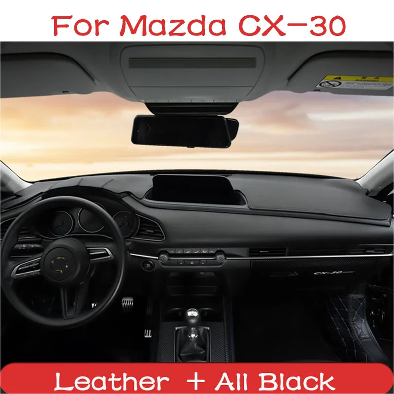 Car Leather Dashboard Mat Cover Pad Anti-UV Sun Shade Instrument Panel Carpet For Mazda CX30 CX 30 CX-30 2020 2021 2022