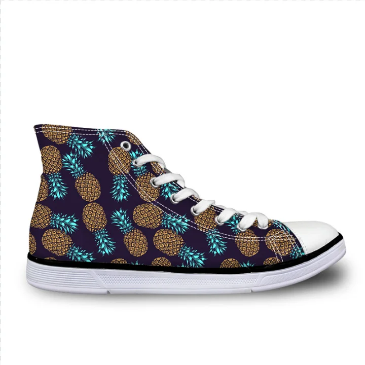 Fashion Casual Flat Vulcanized Women's Shoes Pineapple Fruit Pattern Students High-top Canvas Shoes for Girls Chaussure