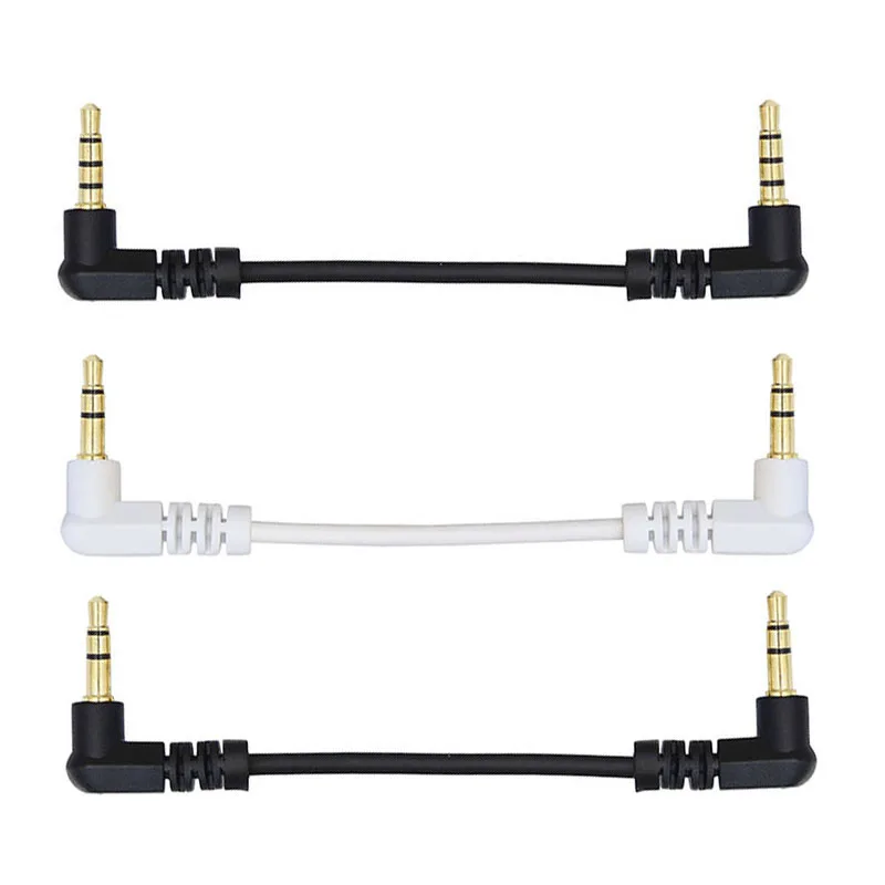 10cm 3.5mm AUX Short Cable Male to Stero Audio Cable 90 Degree Two Right Angled 3/4 Pole Gold  for Car MP3/MP4 Audio Cable