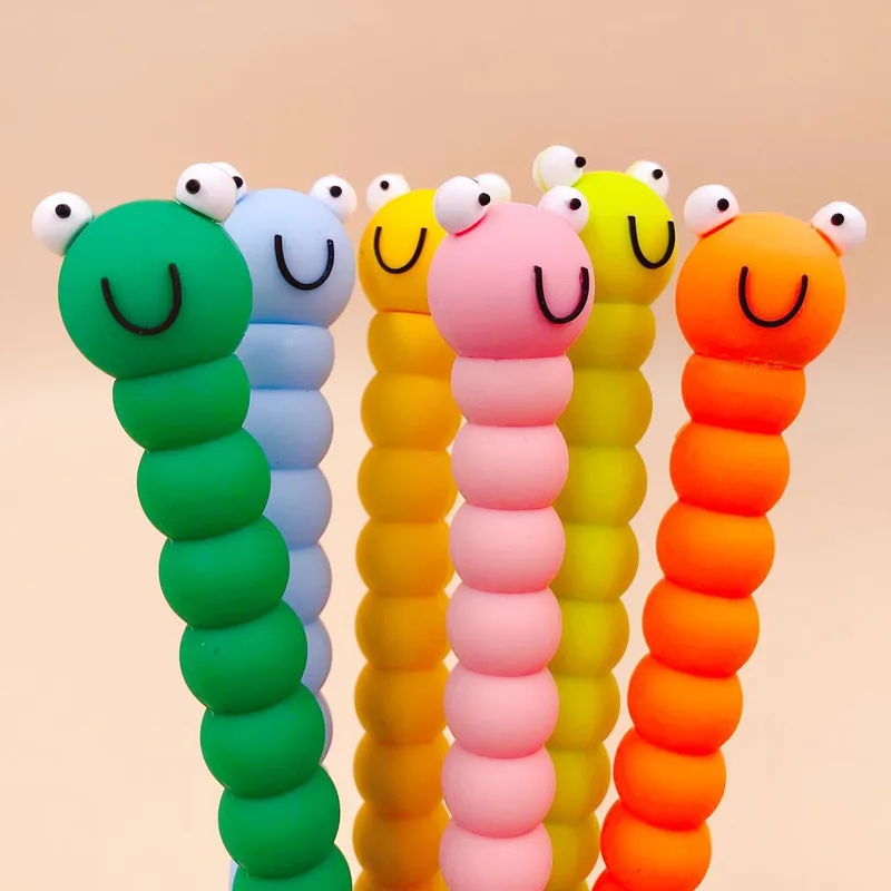 1pcs Soft Silicone Gel Pen Cute Caterpillar Colorful Cartoons Pen Black Ink 0.5mm Kawaii School Supplies Korean Stationery