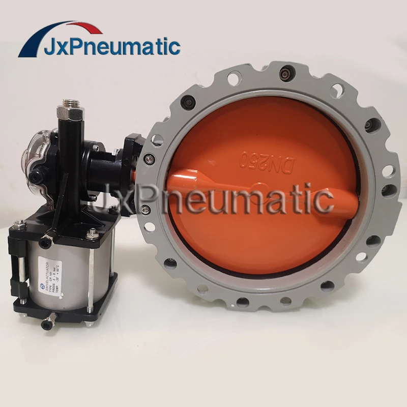 

Pneumatic dust butterfly valve BV2F BV1F aluminum alloy Double single flange valve DN200 DN250 DN300 for Powder cement material