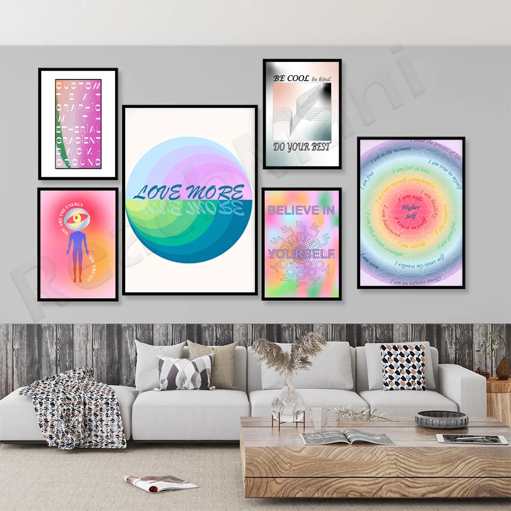 Popular halo posters, affirming the aura and gradual granular flower of life, believe in yourself, retro vigor, rainbow halo, mi