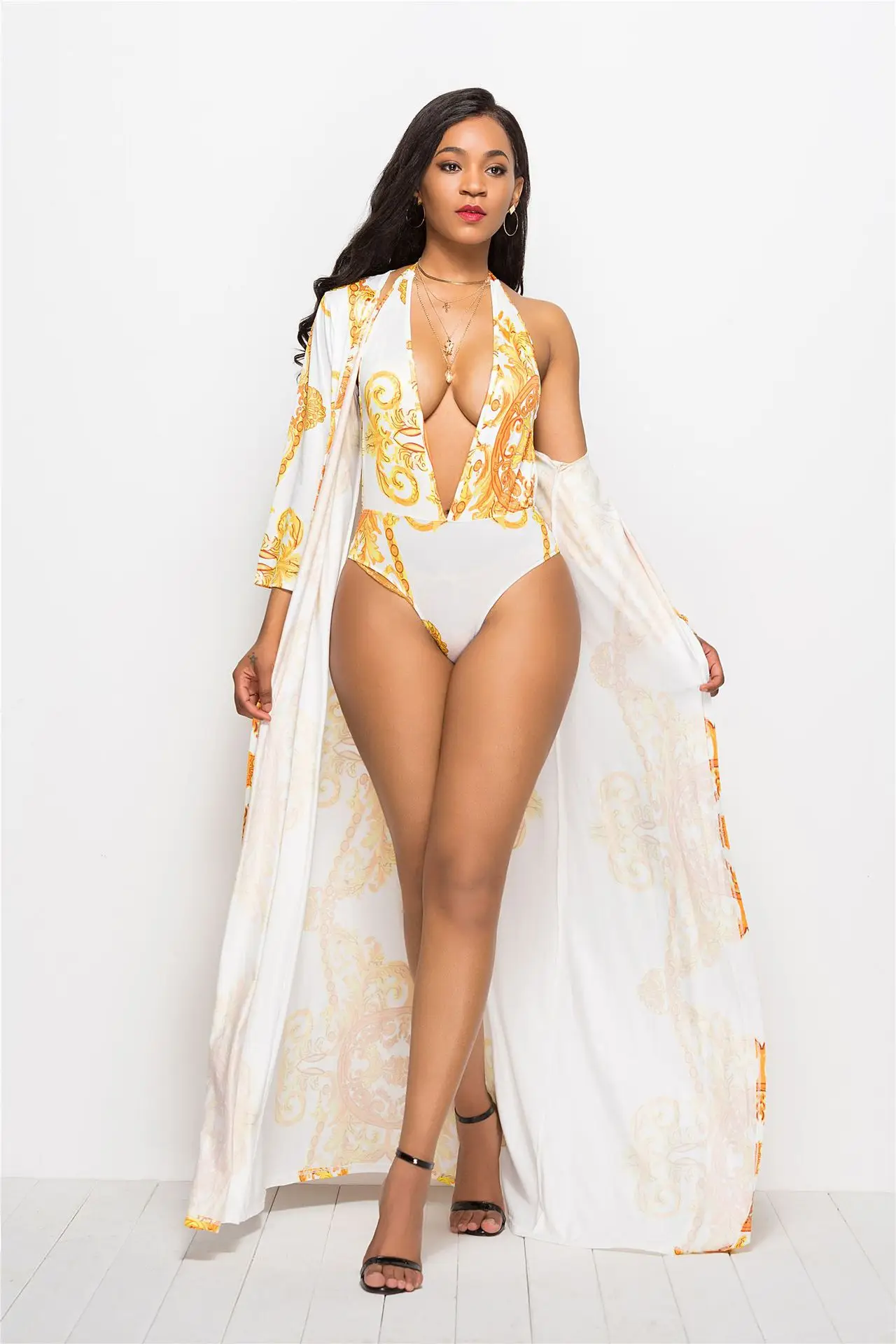 Sexy printed cape bikini split suit swimsuit women 2 pieces fashion swimsuit sexy bikini micro Street Style WOMEN Print