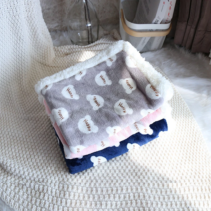 Optics Smile Lamb Pet Blanket, Soft Glutnel, Coussin pour chat et chien, Garder au chaud, Couverture de couchage, Hiver, Coussin pour animaux de compagnie