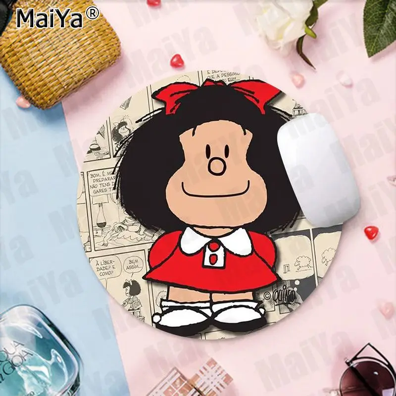 MaiYa Arrivals Top Quality Mafalda Girl gamer play mats round gaming Mousepad Anti-Slip Laptop PC Mice Pad Mat gaming Mousepad