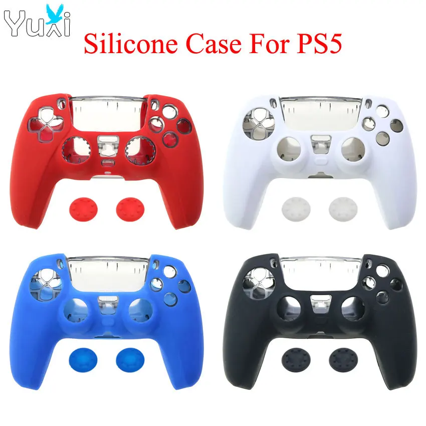 

YuXi For PS5 Soft Silicone Case Cover Skin For Playstation DualSense 5 PS5 Controller Thumb Stick Grip Cap