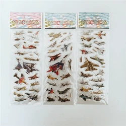 6pcs Airplane Fighter Military Fan Stickers for Boys 3D Bubble Plane Sticker Kids DIY Scrapbook Decoration Toy Gift