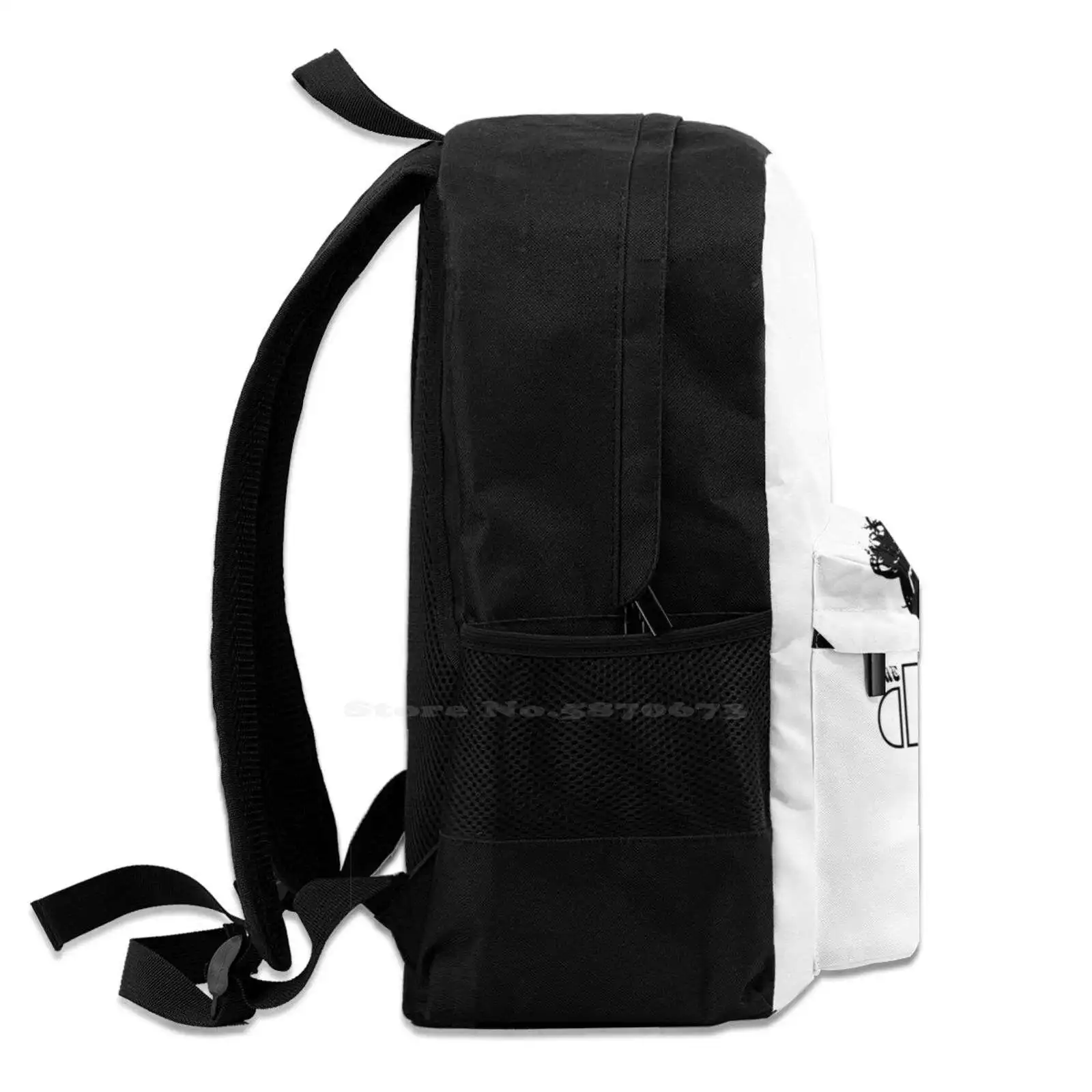 Mochila de viaje para estudiante, bolso para ordenador portátil, para escuela, con puertas, con diseño de Jim Travis Silhouette 2, color blanco y negro