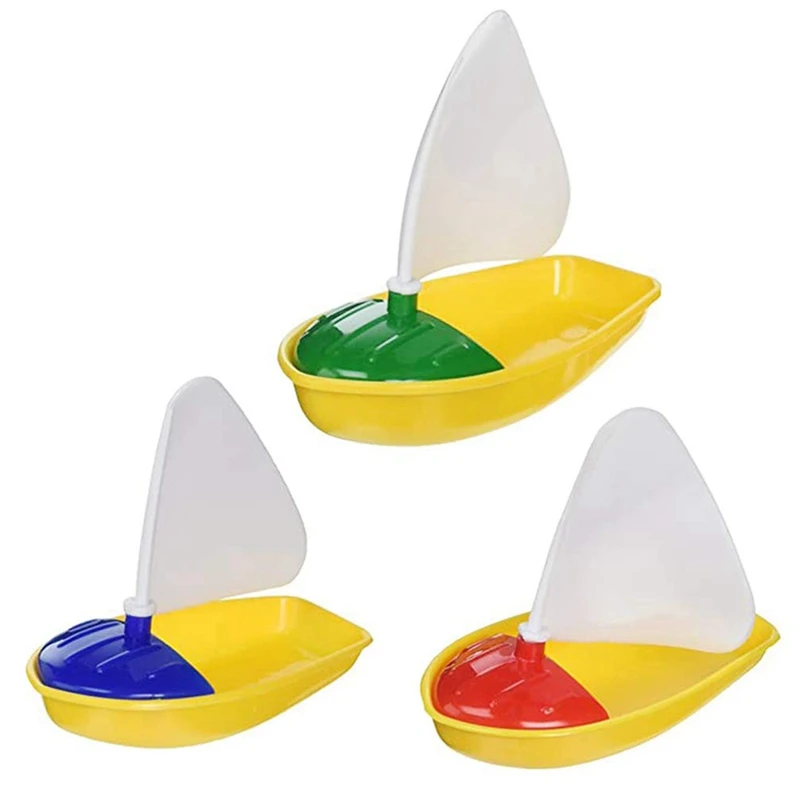 3Pcs Bath Boat Toy Plastic Sailboats Toys Bathtub Sailing Boat Toys For Kids (Multicolor Small+Middle+Large Size)