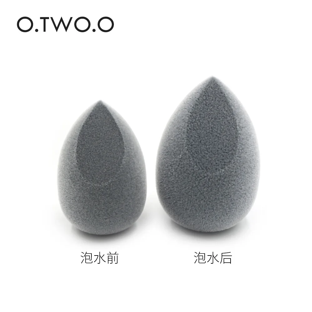 O.TWO.O 1pc Grey Flocking Water Drop Puff Cut a little 3D powder puff Wet and dry beauty eggs sponge puff