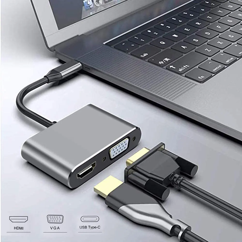 Anmck USB C HDMI VGA адаптер для ноутбуков MacBook Pro/Air док-станция Type C к HDMI кабель 4K конвертер Usb C концентратор сплиттер