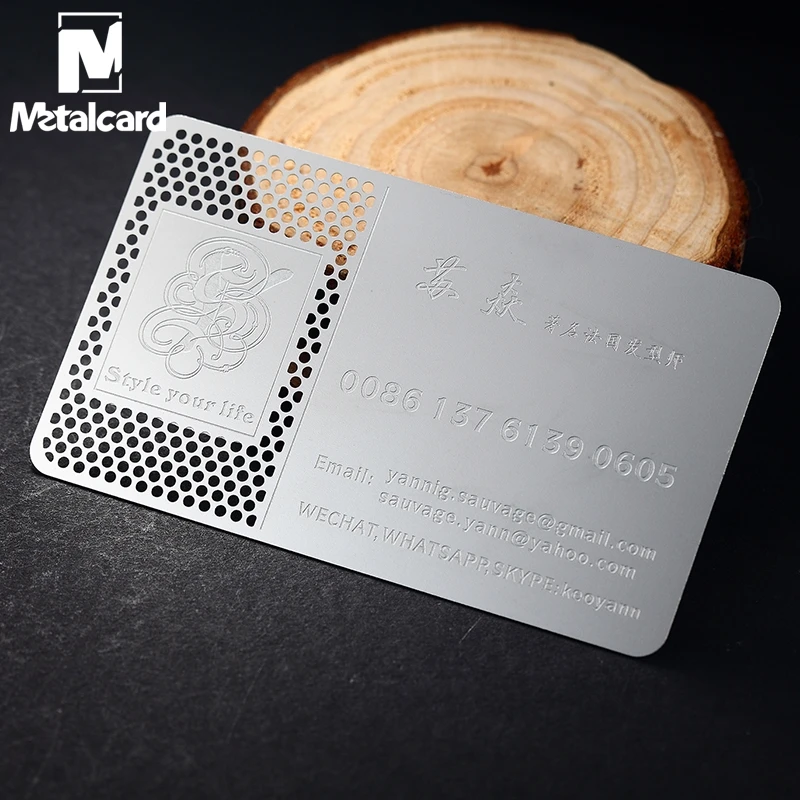 

Stainless steel business card metal membership card customized personality hollow card