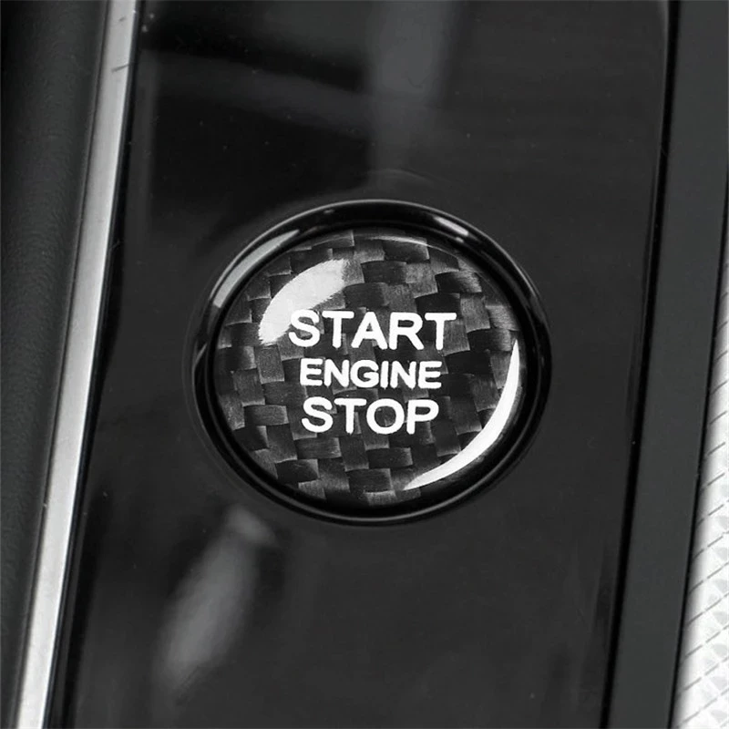 For Audi A4 A5 A6 C7 A7 Q3 Q5 Q7 Carbon Fiber Car Engine Start Stop Button Sticker Cover Trim