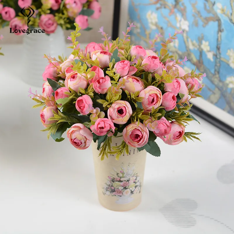 Fiori Artificiali di Piccole Rose Ramo di Rosa di Seta Falso Flores Forwedding da Sposa Del Partito Del Fiore Tavolo di Casa Vaso di Decorazione Imitazione Flore