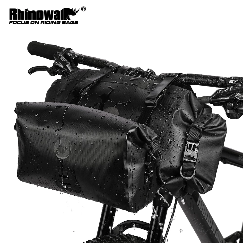 Rhinowalk Bicycle Bags Bike Handlebar Bag Waterproof Capacity Handlebar Bag 2-piece Front Tube Cycling Bag MTB Frame Trunk Bike