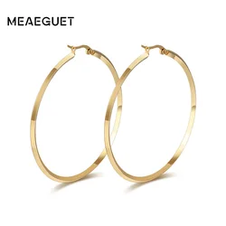 Fashion Women Big Earrings Hoop Circle Gold Color Earrings For Women Stainless Steel Earrings Party Jewelry