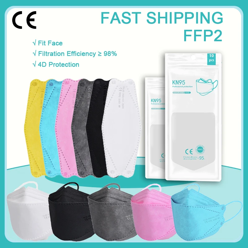 

FFP2 Mask FPP2 Approved Fish Masks Safety Dust Respirator Protective Face KN95 ffp2masks PM059