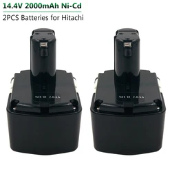 2pcs/lot Rechargeable Battery for Hitachi 14.4V 2000mAh NI-CD DS14DVF3 EB1414S EB1412S EB1414 EB1414L CJ14DL G14DL Power Tool
