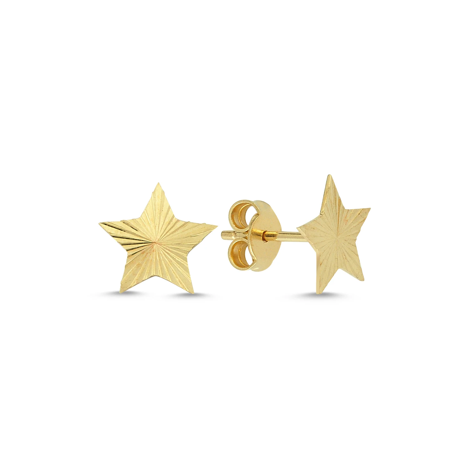 14K Real Gold Star Stud Earrings