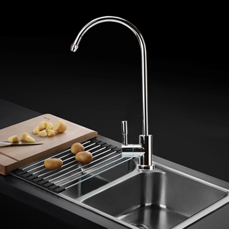 1/4" Kitchen Water Purifier Faucet Reverse Osmosis RO Drinking Water Filter Faucet Part Purifier 360 Degree Rotation Water Tap