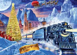 Jmine Div 5D Polar Express Train Full Diamond Painting Cross Stitch Kits Scenic 3D Paint by Diamonds Christmas