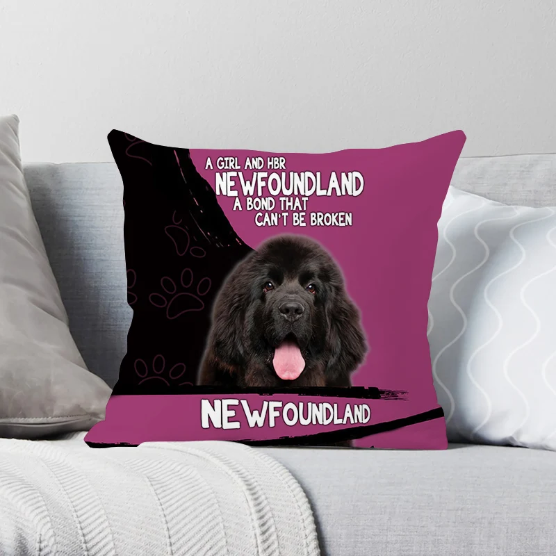 CLOOCL Fashion Newfoundland Pillow Case Cute Animal Dog Printed Kids Cushion Cover Home Decor Boy Girl Sofa Car Pillowcase