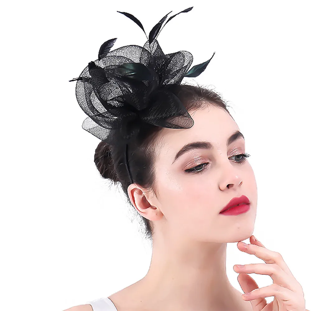 

Black Fashion Fascinators Weddings Women Elegant Headwear Hair Accessories For Ladies Church Party Kentucky Race Hair Accessory