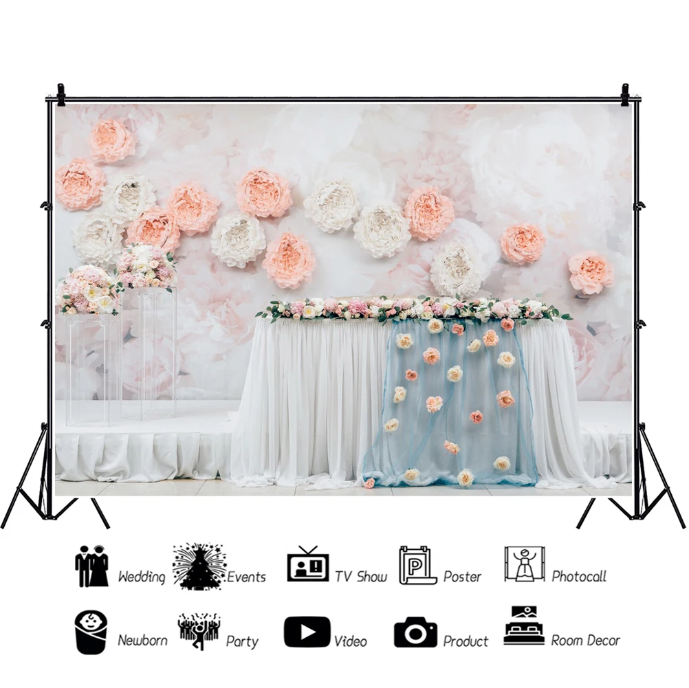 Laeacco colorido flor interior palco de casamento photocall fundo recém-nascido retrato do bebê fotografia backdrops para estúdio foto