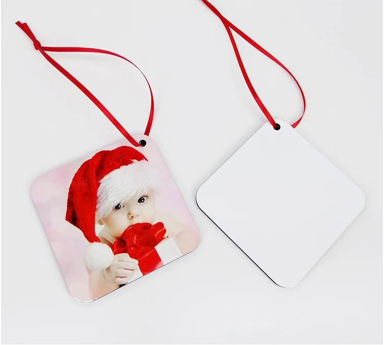 Mix Shape 50pcs/sublimation blank heat transfer printing Christmas decoration pendant ROUND square  MDF two-sided printing tag