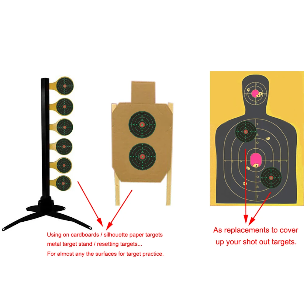 Target 4 "100 Buah/Gulungan untuk Menembak 4 Inci Stiker Target Reaktif Target Perekat Diri untuk Senapan BB, Senapan Pelet, Airsoft, Senapan