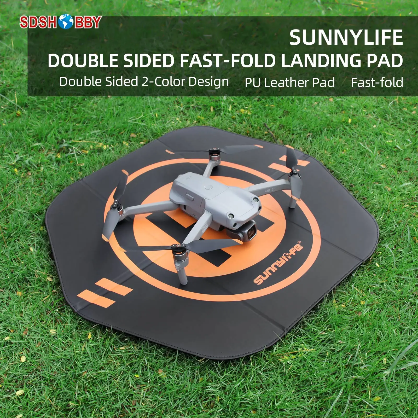 Sunnylife Drone Landing Pad 55cm(22’’) Fast-Fold Double-Sided PU Leather Waterproof for DJI FPV/Mini SE/Air 2S/Mavic 2/FIMI X8