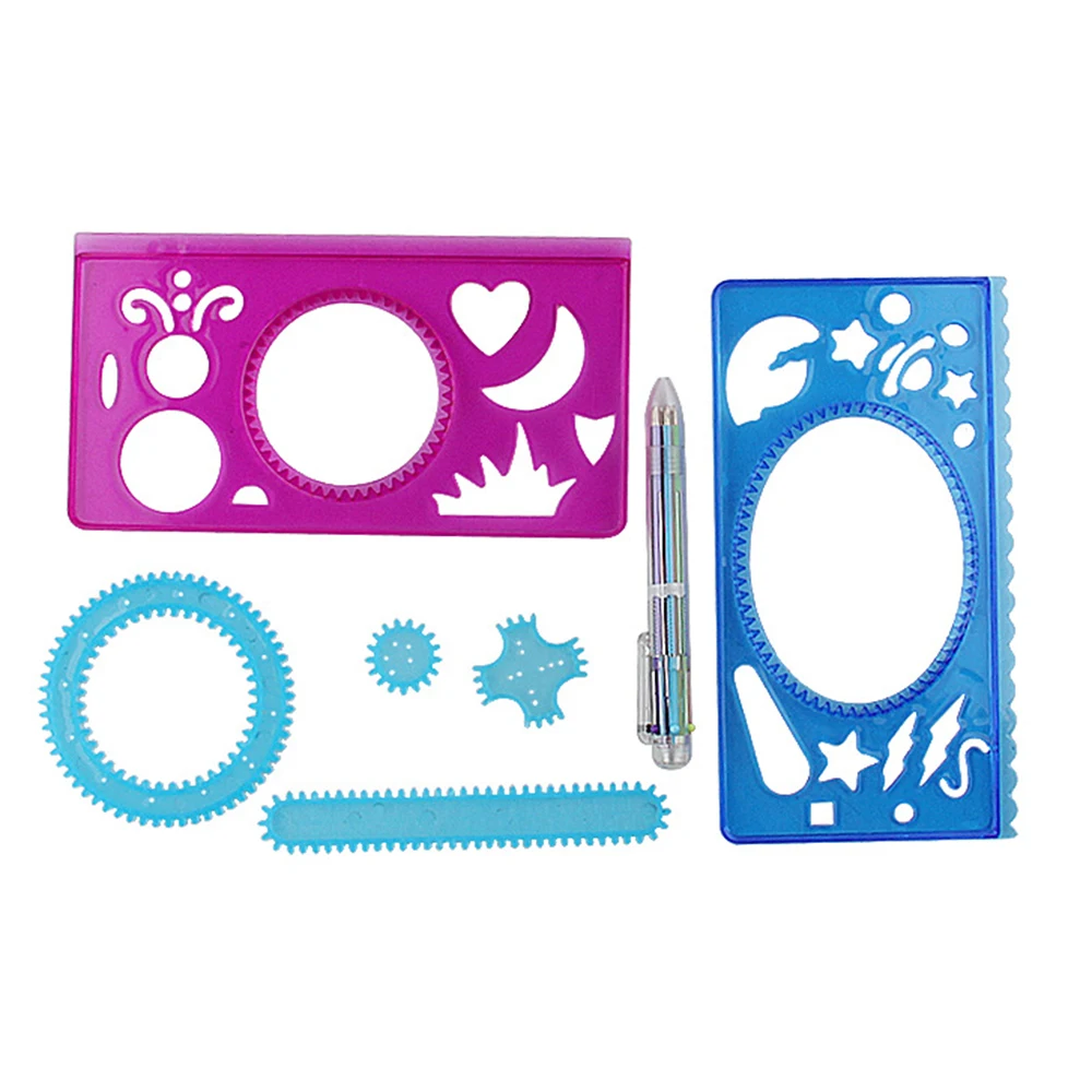 Spirograph terno variedade de magia arte das crianças pintura criativa modelos estudante papelaria melhorar a imaginação das crianças