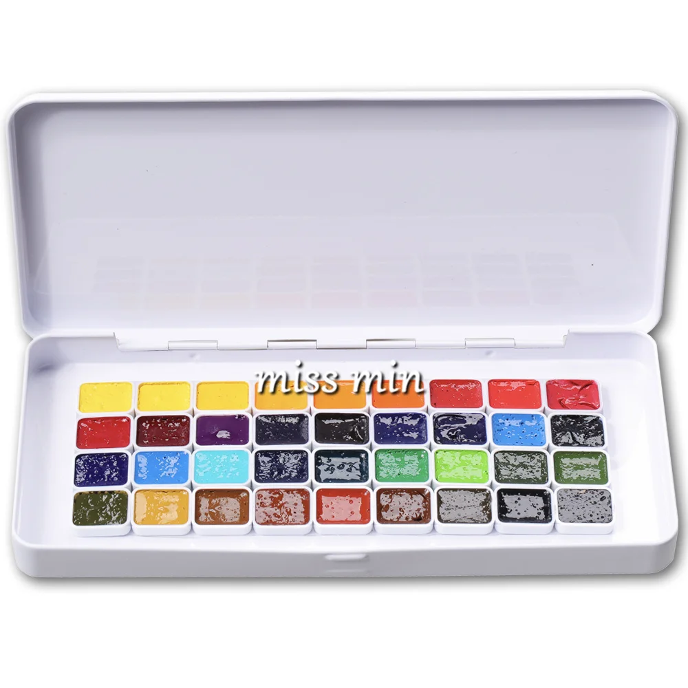 M.Graham Artist Watercolor Paint Set 24 /36 Colors 0.8ml Small Tin Box Quarter Pans Aquarelle Art Supplies