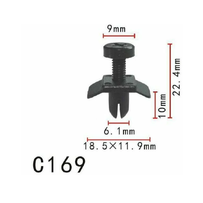 

100PCS C169 Nylon Fastener Rivet Push-Type Retainer Clip Fit For Nissan 66824W1000