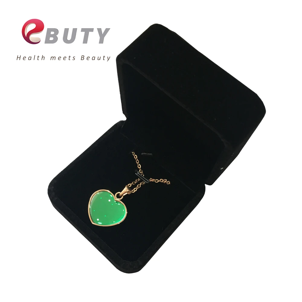 EBUTY BIO Glass Pendant 2000-2500CC Ions Heart Oval Fashion Elegant Women Jewelry Charms with Chain & Cloth Velvet Package