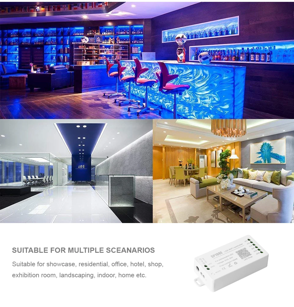 SP108E LED WIFI Controller WS2812B WS2811 WS2813 WS2815 SK6812 Etc LED Strip Module Light Smart APP Wireless Control DC5-24V