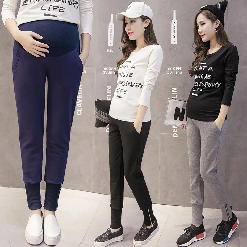 Autumn Korean Casual Pregnant Harem Pants Matenrity Pants For Pregnant Women Sweatpants Pregnant Stomach Lift Pants