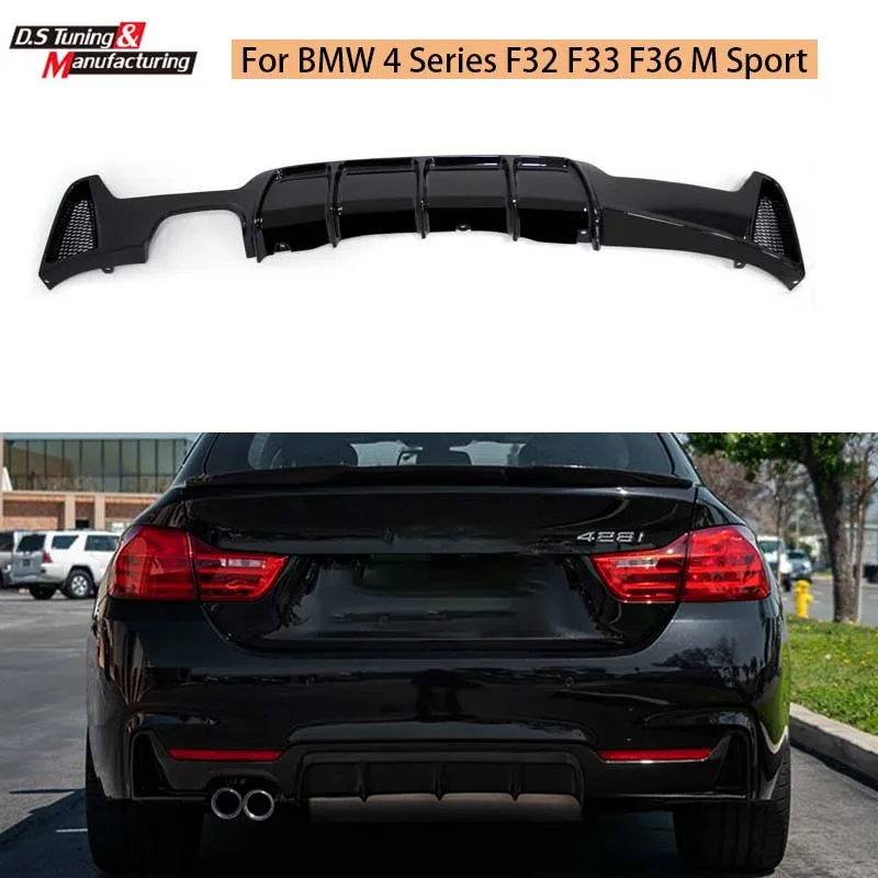 

Gloss Black PP Material Car Rear Bumper Lip Spoiler Diffuser For BMW 4 Series F32 F33 F36 M Sport 14-19 With Dual Exhaust Tips