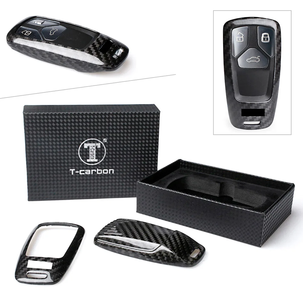 Carbon Fiber Car Remote Key Case Housing Shell For Audi A4 A5 TT Q7 2016 2017 2018 2019