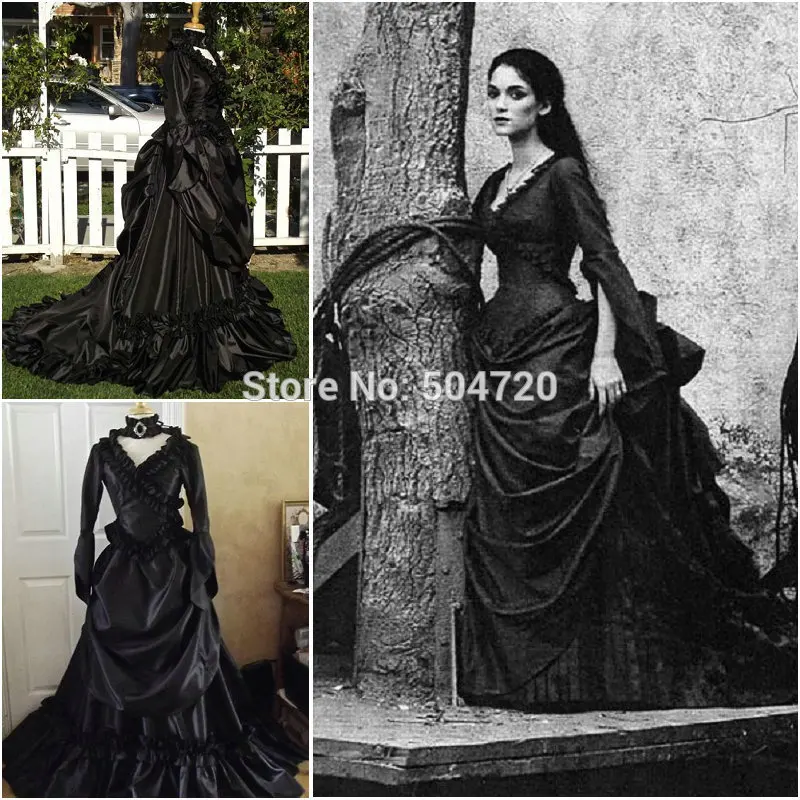 Victorian Gothic black bustle gown dress mourning dress/Civil War Southern Belle Ball Gown Dress vampire dresses Custom made