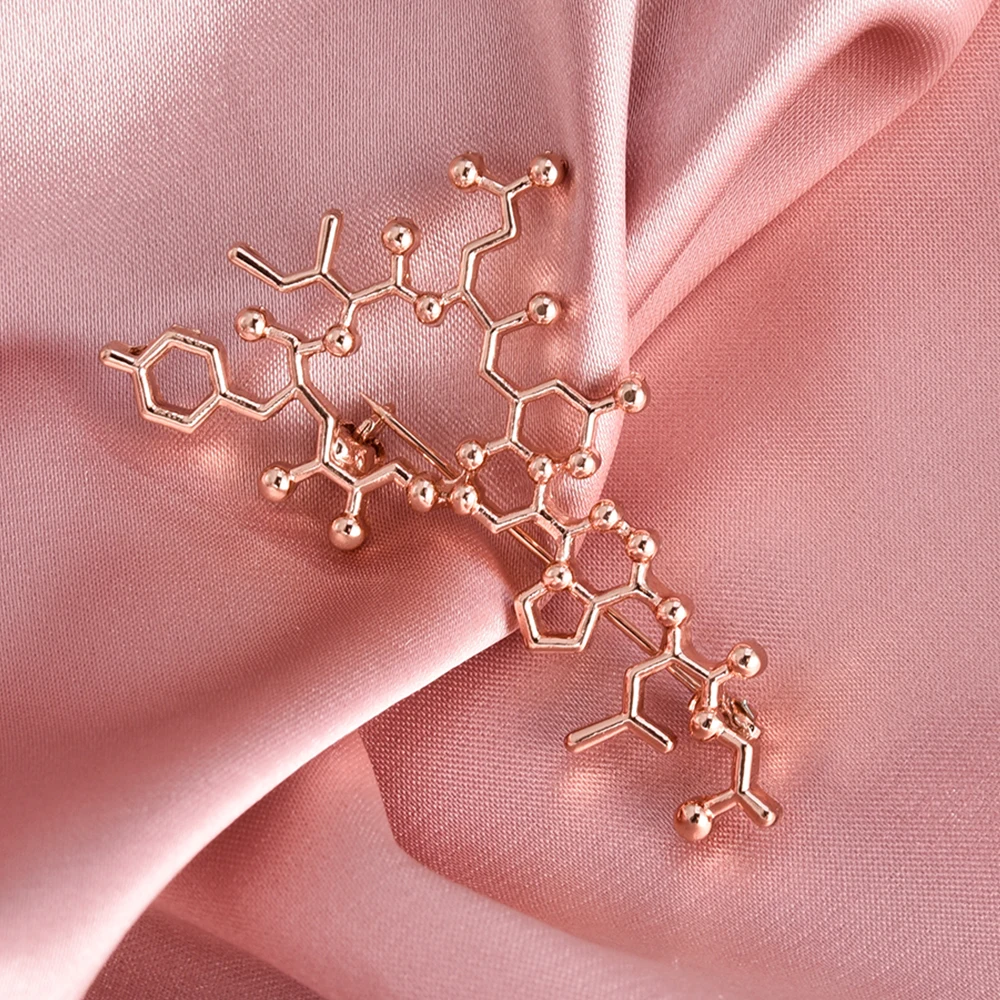 Medical Oxytocin Lapel Pin Gold Color Enamel Pin Nurse Doctor Student Jewelry Alloy Pin Party Daily Clothing Accessories