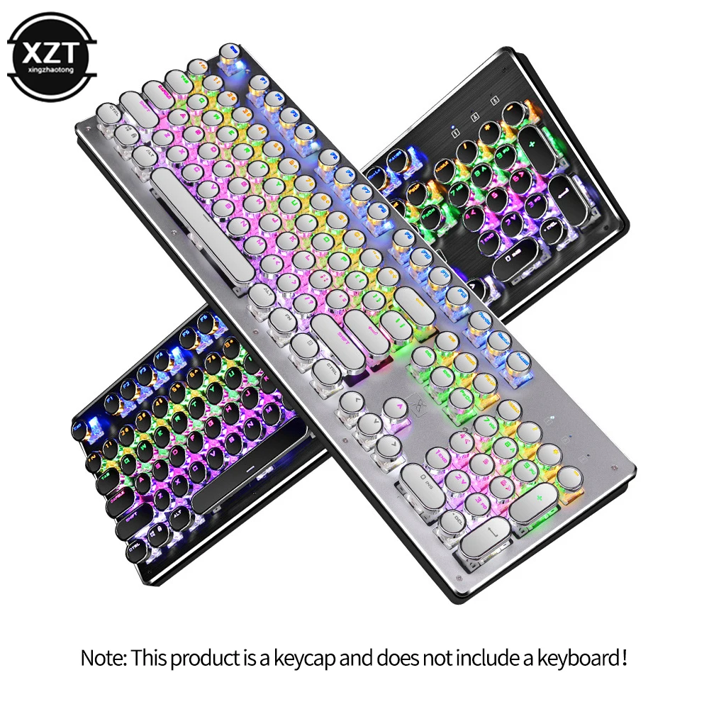 Round Mechanical Keycaps Replacement 104 Keys Ergonomic Retro Keyboard Caps for RGB Backlit Cherry MX Gaming Keypad