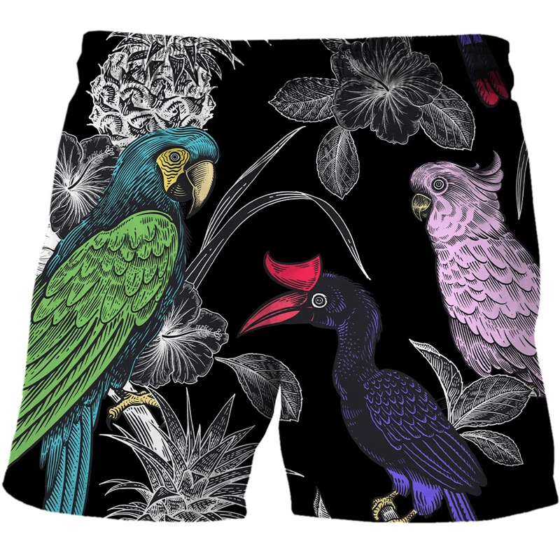 Summer New Swim Beach Shorts Men 3d parrot Print Quick-drying Fashion Cool Sports Shorts Men'clothing Dropshipping Pants Teen