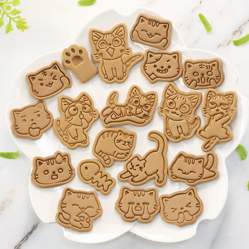 3d Biscuit Mould Cartoon Cat Claw Cat Shape Plastic Cookie Mold Diy Household Baking Cookie Press Baking Utensils Cookie Mold