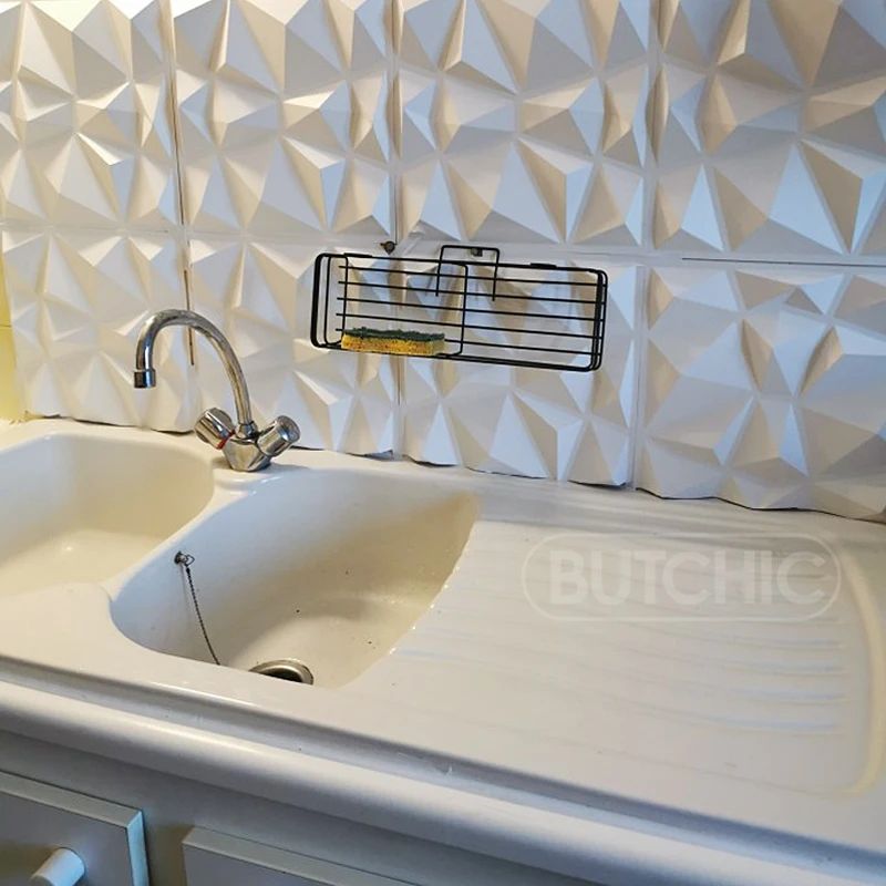 30x30cm Decorative 3D Wall Panels in Diamond Design Matt White Wallpaper Mural Tile-Panel-Mold 90s aesthetic room bathroom