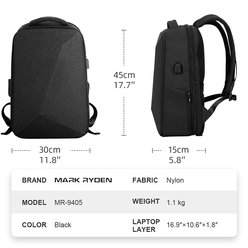 Mark Ryden Anti-thief TSA Lock Men Backpack Waterproof Raincoat 15.6 inch Laptop Bag Man Travel Bag