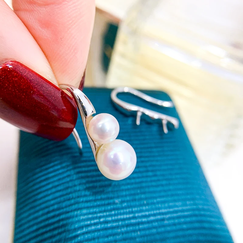 DIY Pearl Accessory Classic Double Pearl Earrings Jewelry Components Women Handmade Fittings Components For 5-8mm Beads